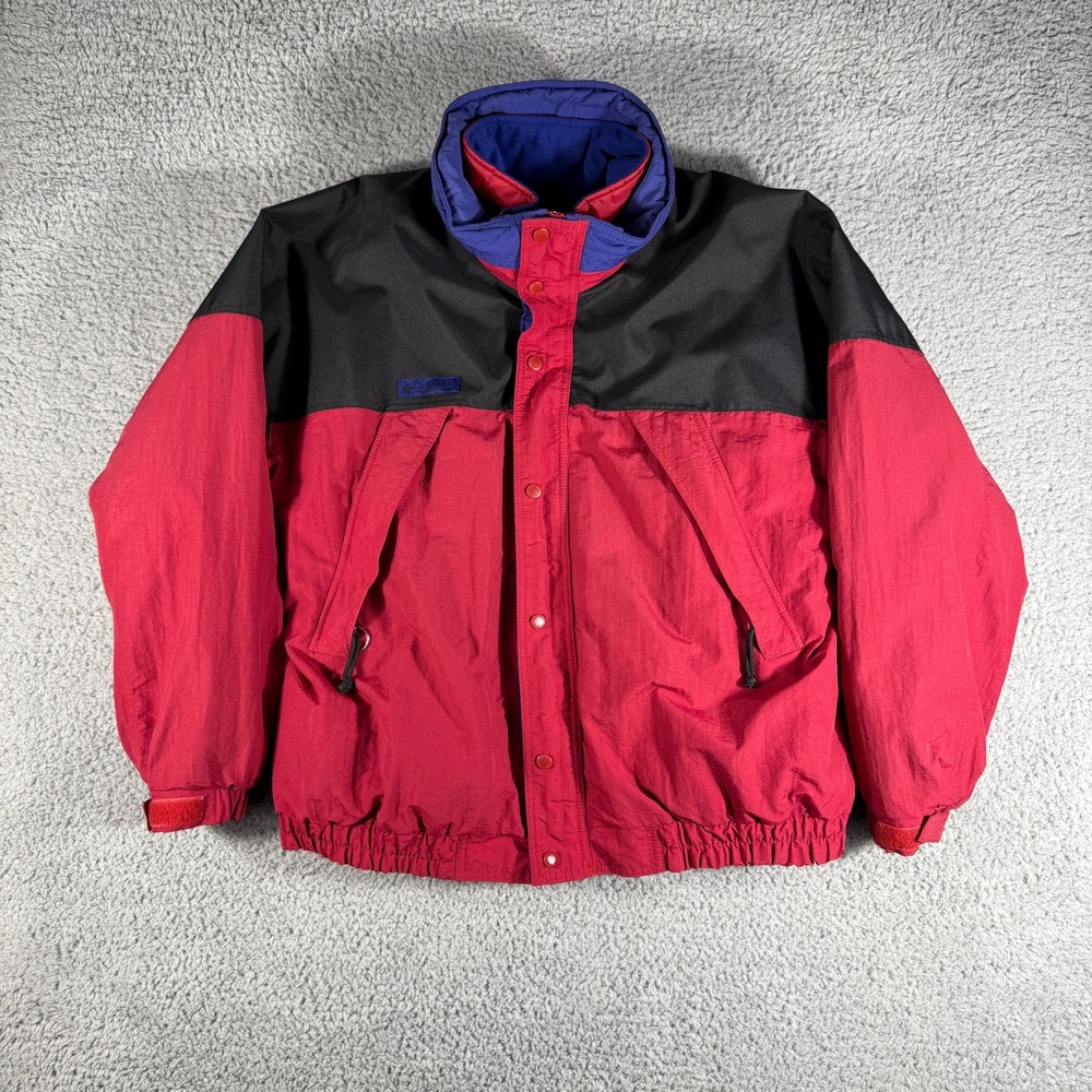 Vtg 90s Columbia Vamoose Coat Men's XL Ski Jacket Colorblock Black Red Blue